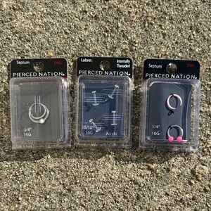 Pierced Nation Septum and Labret Piercing Set